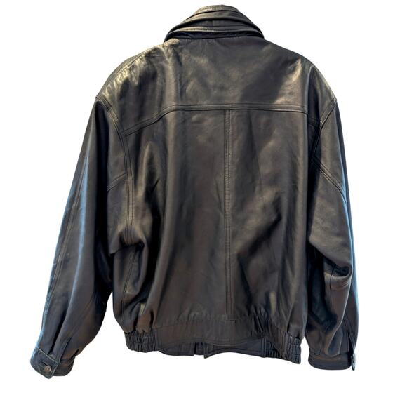 Giorgio 1966 Leather Jacket Italy Size 52 Black Bomber Vintage Real Vera Pelle - Picture 4 of 10